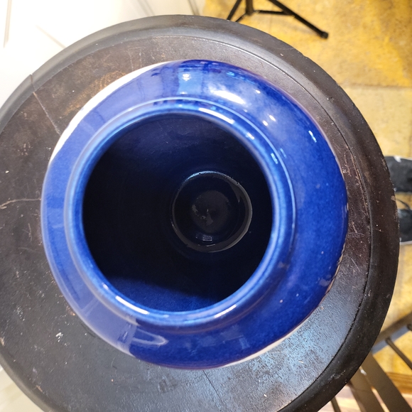 Vintage Signed Cobalt Blue Japanese Bowl Vase - Picture 5 of 7